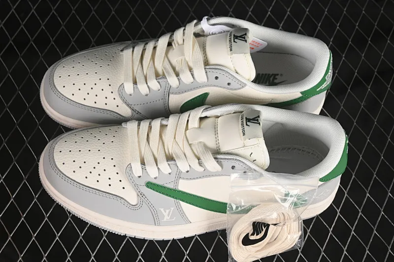 All categories Air Jordan Jordan series basketball shoes Air Jordan 1 Low high-end customized low-top sneakers Travis Scott x Fragment Design x Air Jordan 1 Low OG SP AJ1 Joe 1 LV co-branded gray-green hook low-top cultural casual sneakers ZH2598-166